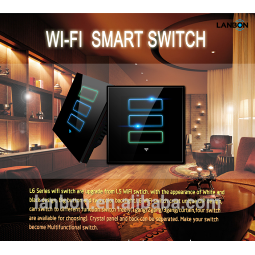 LANBON wifi smart switch for smart home, Glass panel, unique design for smart home automation
